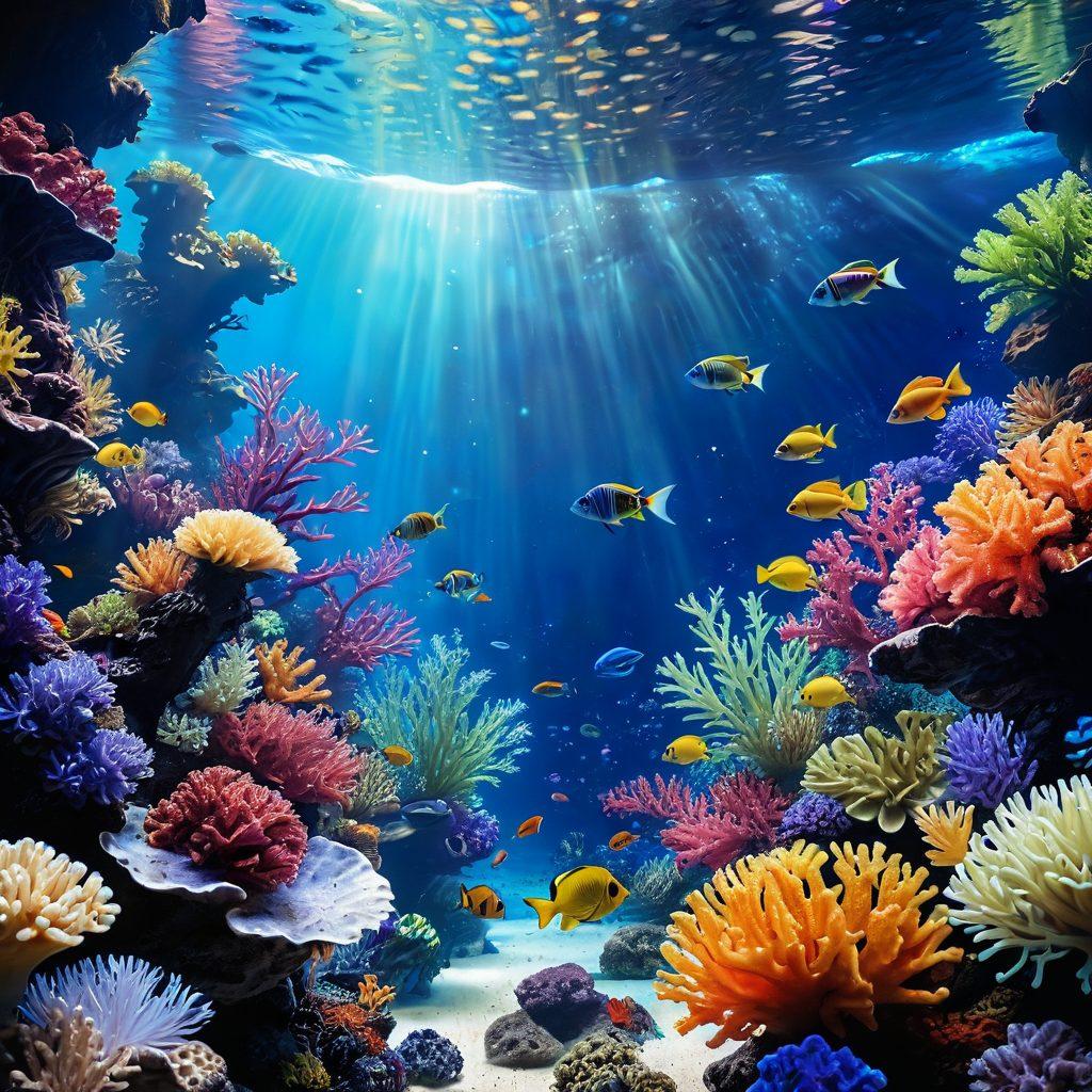 A beautifully designed aquarium showcasing various colorful fish, vibrant corals, and lush aquatic plants. Include a beginner enthusiast interacting with the aquarium, pointing out features to a younger companion. The scene should exude a sense of joy and learning, with bright blue water and sparkling light reflections. super-realistic. vibrant colors. natural lighting.